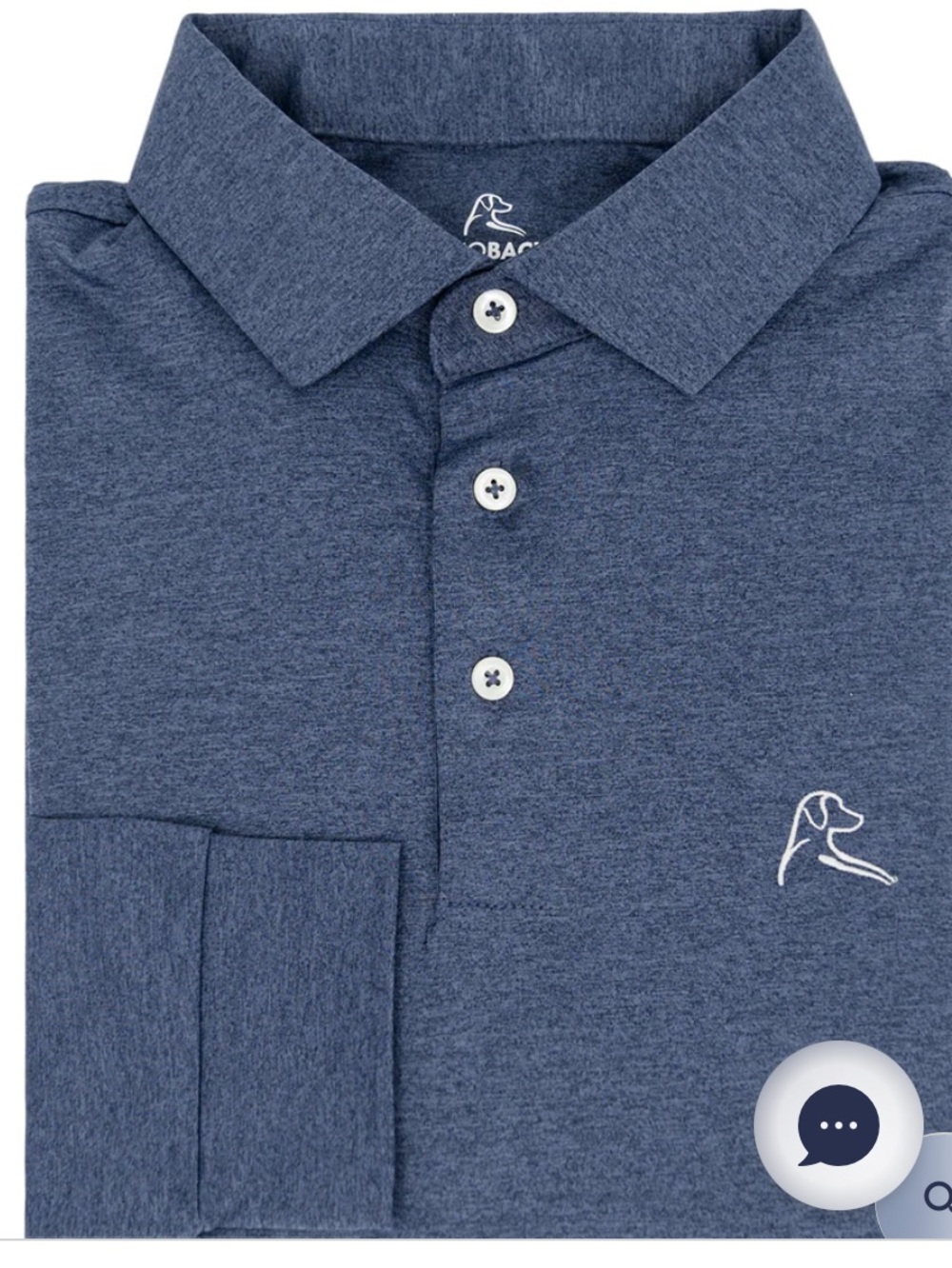 Rhoback Heather Slate Long Sleeve Polo - Navy Gray in size large